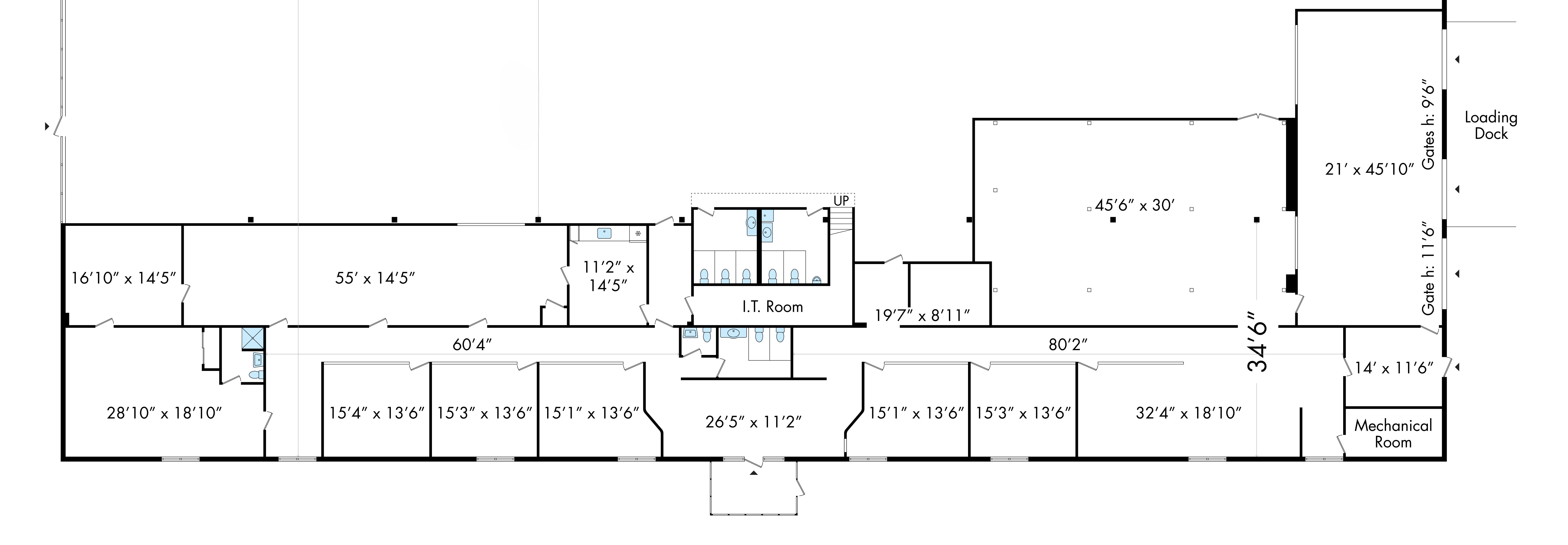 Facility floor plan with tracked asset locations